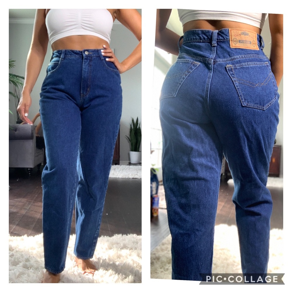 Vintage Gitano 100% Cotton High-Rise Dark Blue Mom Jeans